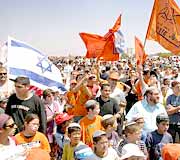 Pro Gush Katif demo - look for the orange flags in future. They say: we won't be removed from our land.